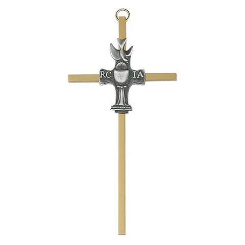 6" Brass RCIA Cross (Style: 77-16)