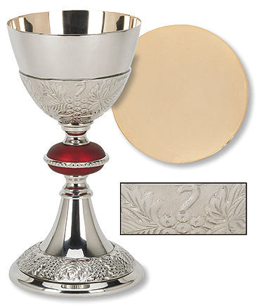 Grape Patterned with Red Node Chalice and Paten Set (Series TS682)