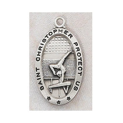 Sterling Silver Gymnastics Medal 18" Chain and Box (Style: L560GY)