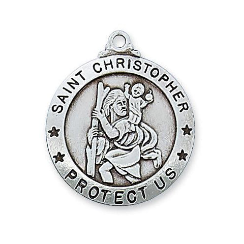 Sterling Silver St. Christopher 24" Chain and Box (Style: L575CH)