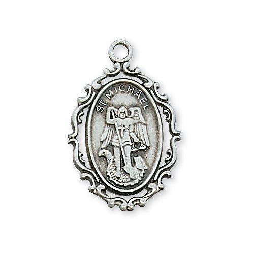 St. Michael Sterling Silver Medal with 18