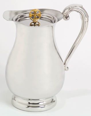 Pewter Flagon Gold Plated Cross on Lid (Style K76)