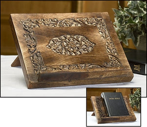 Medallion Wood Carved Bible/Missal Stand