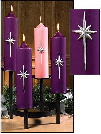 12" Bright Morning Star Advent Pillar Set (Style: TS691)