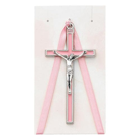 3.75" Pink Crib Crucifix (Style: PW20)
