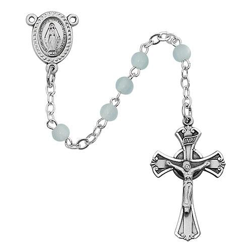 3 MM Blue Glass Rosary (Style: 201D-BL/G)