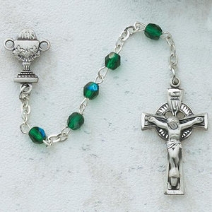 3mm Green Irish Communion Rosary (Style: C48DW)