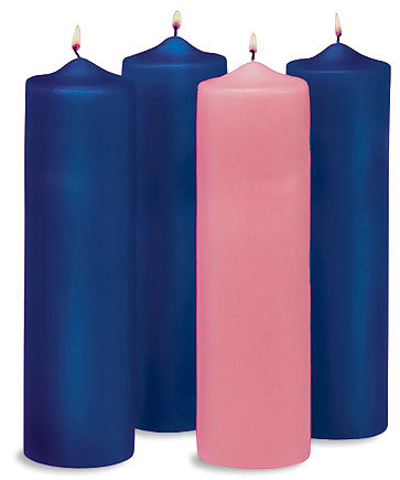 Sarum Blue Advent Pillar Set: 3" x  12"(Style: 48076)