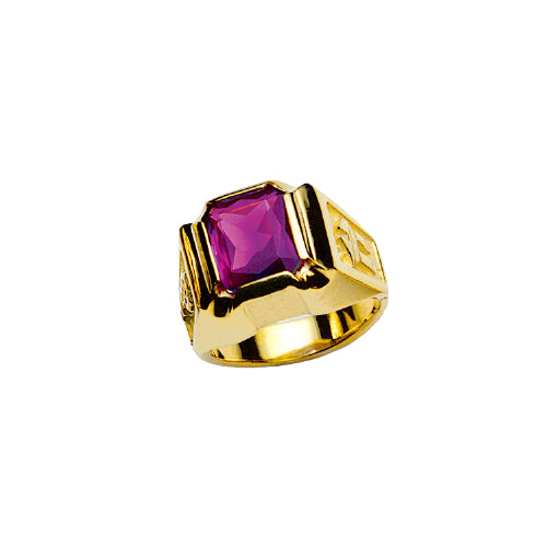 Bishop's Ring with Synthetic Amethyst in 14K Gold (Style 4370)