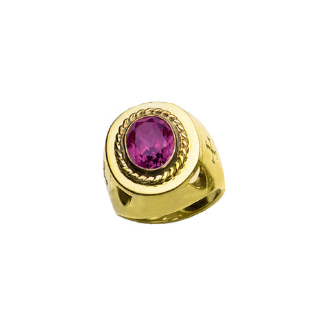 Bishop's Ring with Synthetic Amethyst in 14K Gold (Style 4372)