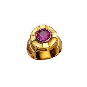 Bishop's Ring with Synthetic Amethyst in 14K Gold (Style 4385)