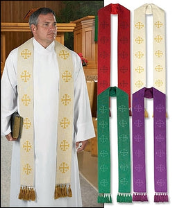 Jerusalem Cross Stole with Tassels (Series MC233)