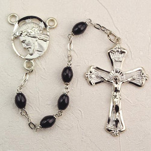 4X6mm Black Glass Rosary (Style: R281RF)