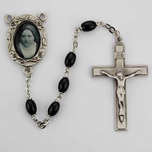 4X6mm Black St Therese Rosary (Style: R151DF)