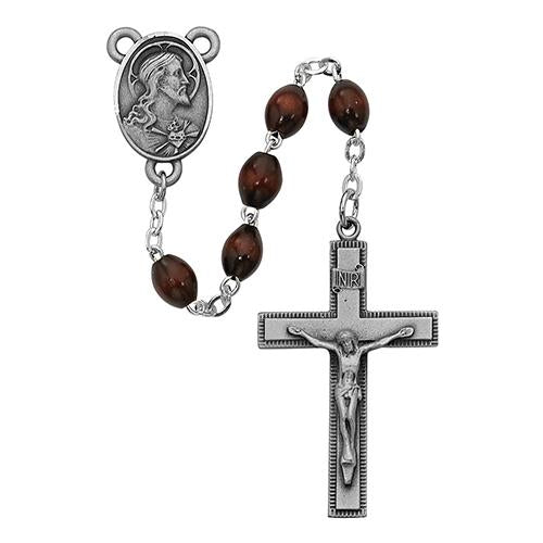 4X6mm Brown Wood Rosary (Style: R287DF)