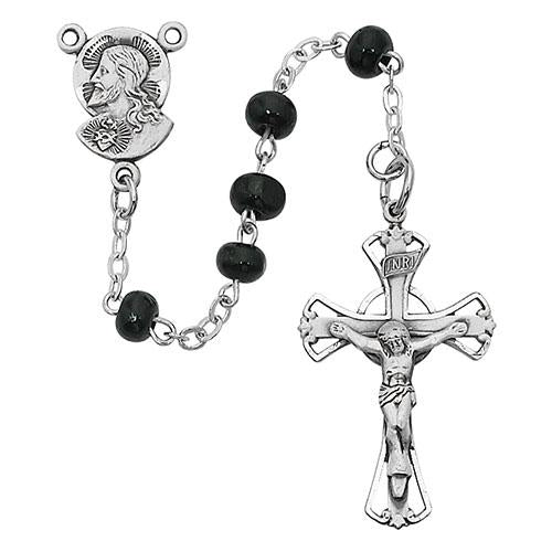 5 MM Black Wood Rosary (Style: 159D-BK/G)