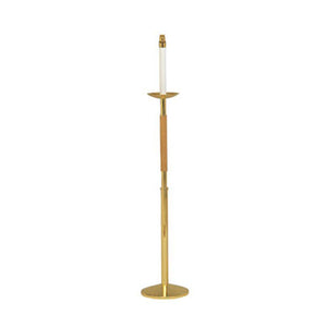 Floor Candle Holder: Brass/Oak Combination (Style K491)
