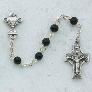 5mm Black Celtic Communion Rosary (Style: C23RB)