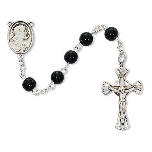 5mm Black Glass Rosary (Style: C16B)