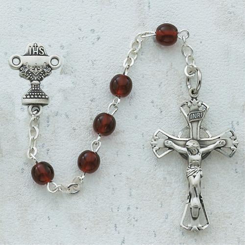 5mm Garnet Communion Rosary (Style: C39B)