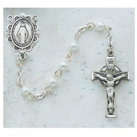 5mm Pearl Celtic Rosary (Style: C51DW)