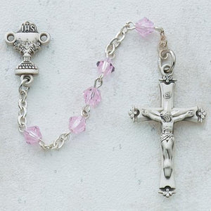 5mm Pink Communion Rosary (Style: C35W)