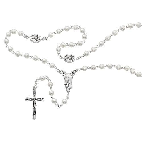 5mm White Communion Rosary (Style: R620W)
