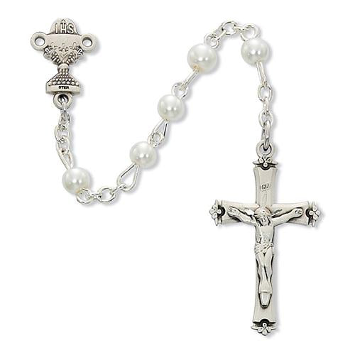 5mm White Pearl Communion Rosary (Style: C17W)