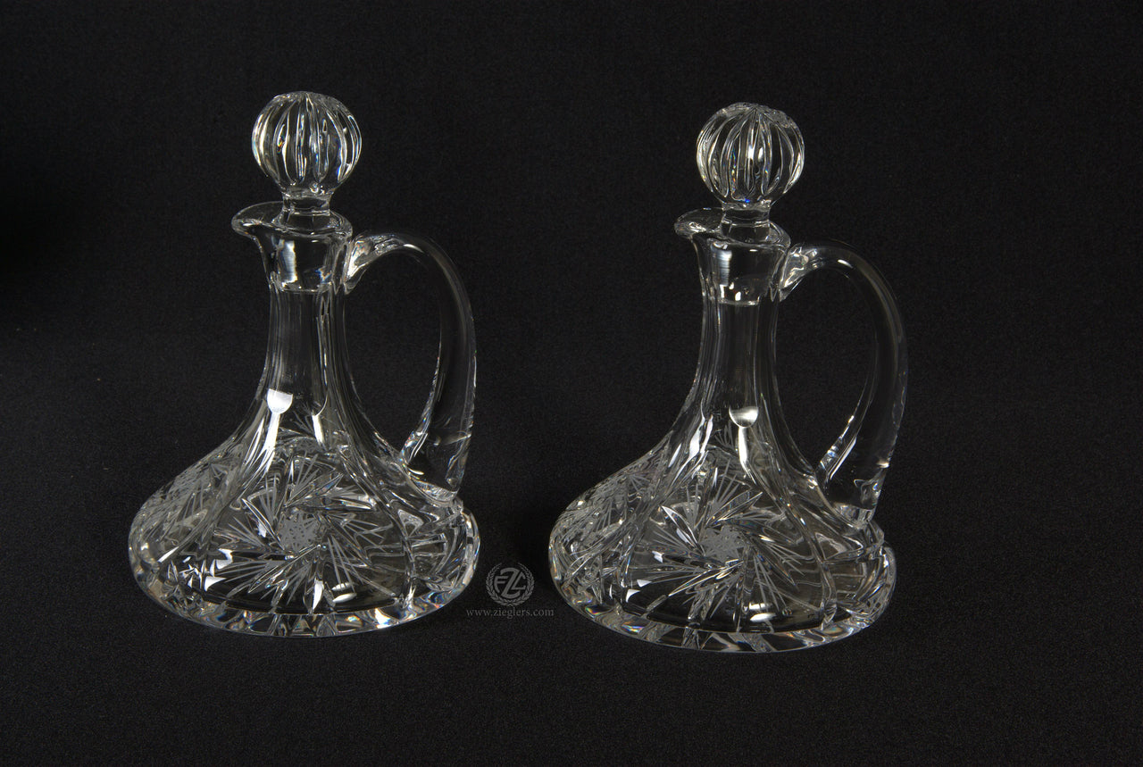 5.6 Ounce Leadded Glass Cruets with Etched Crystal Design (Style ZW407)