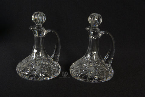5.6 Ounce Leadded Glass Cruets with Etched Crystal Design (Style ZW407)