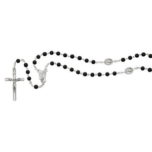 6mm Black Glass Communion Rosary (Style: R664B)