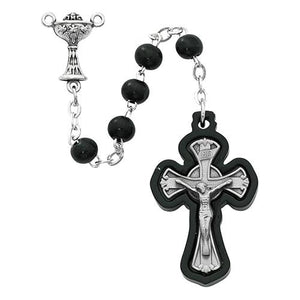 6mm Black Wood Communion Rosary (Style: R621B)