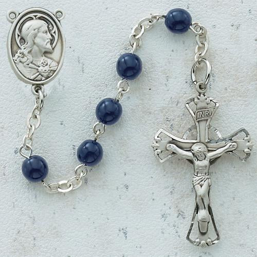 6mm Blue Glass Rosary (Style: C38B)