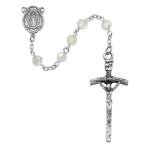 6mm Crystal Papal Rosary (Style: 568-CR/F)