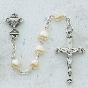 6X6 Pearl Heart Communion Rosary (Style: 464W)