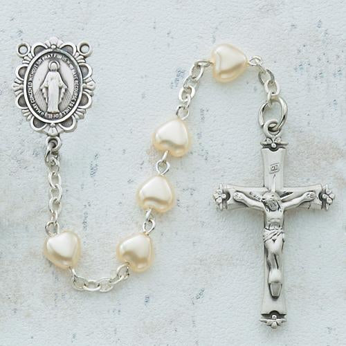 6X6mm Pearl Heart Rosary (Style: 924RW)