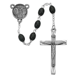 6X8mm Black Wood Oval Rosary (Style: 137D/F)
