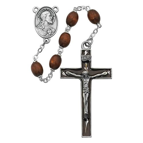 6X8mm Brown Wood Rosary (Style: 537D-BR/F)
