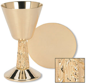 Satin Cup with Hand Cast Vine Stem Chalice and Paten Set (Series TS686)