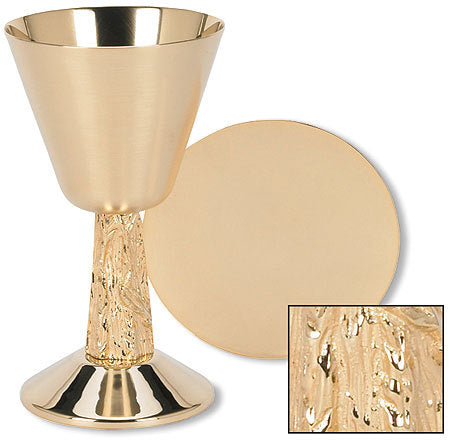 Satin Cup with Hand Cast Vine Stem Chalice and Paten Set (Series TS686)