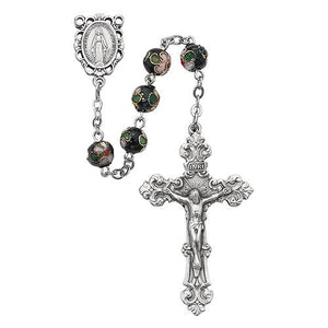 7mm Black Real Cloisonne Rosary (Style: 767S/F)