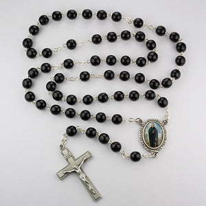7mm Black St. Peregrine Rosary (Style: R612DF)
