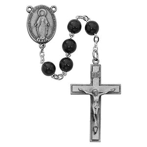 7mm Black Wood Rosary Boxed (Style: R434F)
