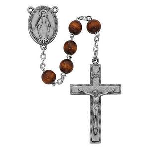 7mm Brown Wood Rosary Boxed (Style: R435F)