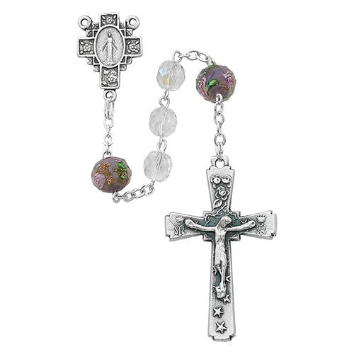 7mm Crystal Ab Rosary With Flower (Style: R484SF)