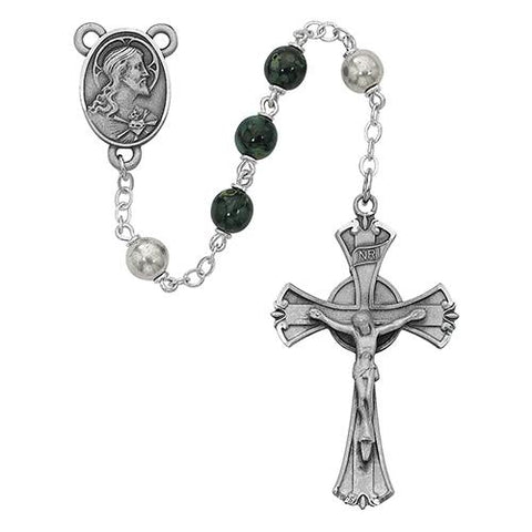 7mm Green Black Rosary (Style: 587D/F)