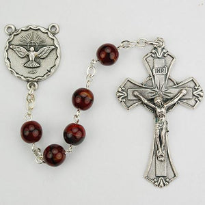 7mm Holy Spirit Red Black Rosary (Style: 833R)