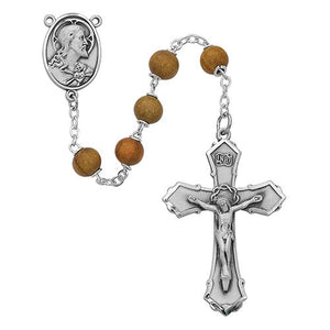 7mm Olive Wood Round Rosary (Style: 126D/F)