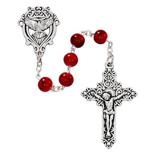 7mm Red Marble Holy Spirit Rosary (Style: P270R)