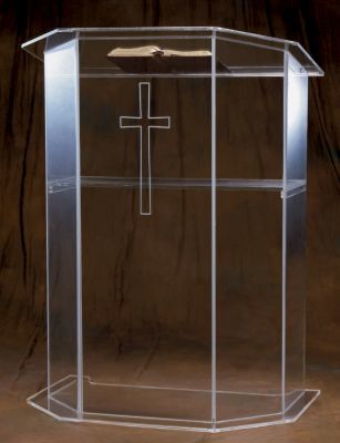 Acrylic Pulpit with Cross and Shelf (Style 3351S)